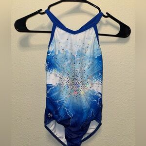 Blue and White Sylvia P Leotard with Starburst Design